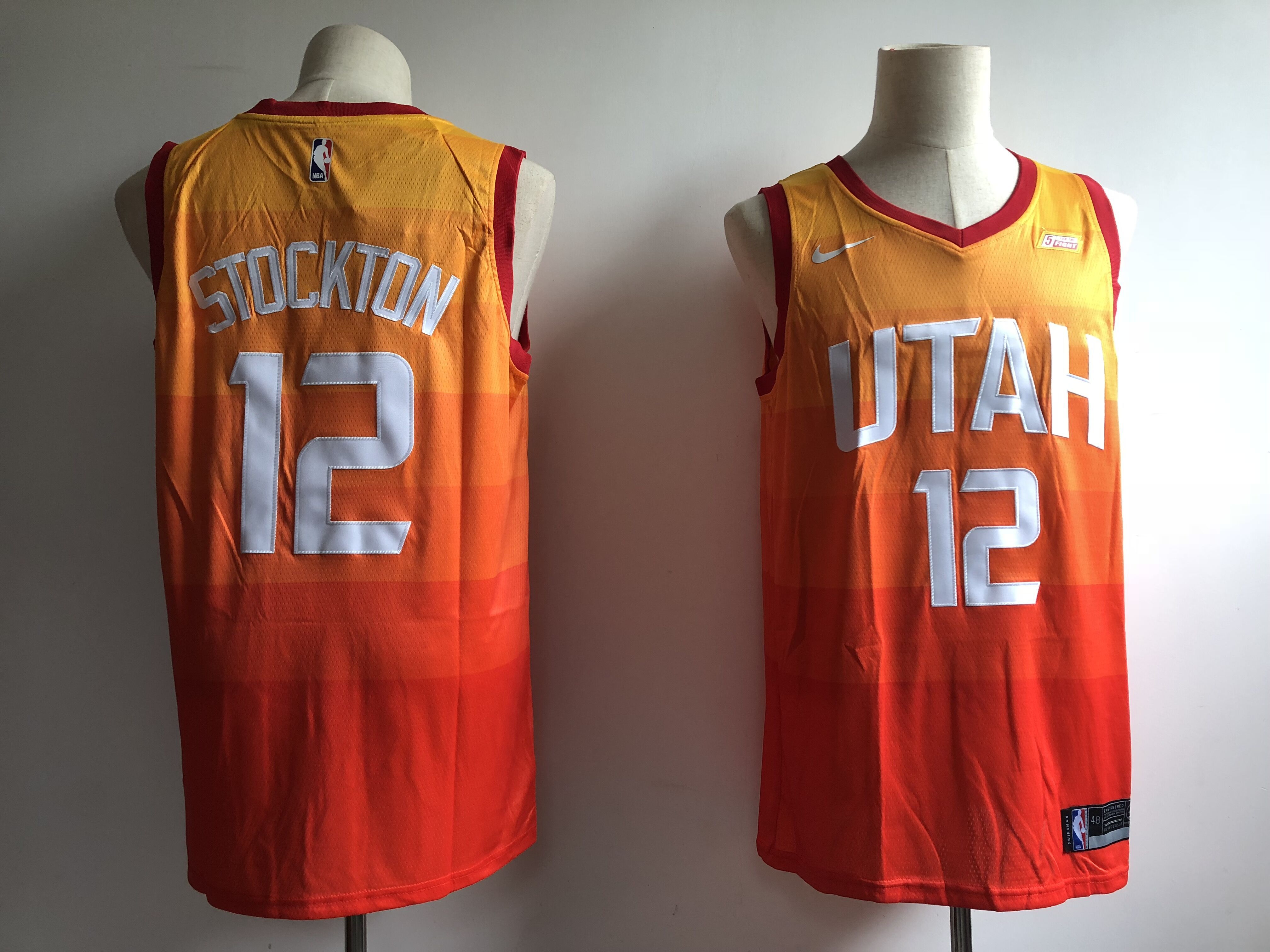 Men Utah Jazz 12 Stockton Orange City Edition Game Nike NBA Jerseys